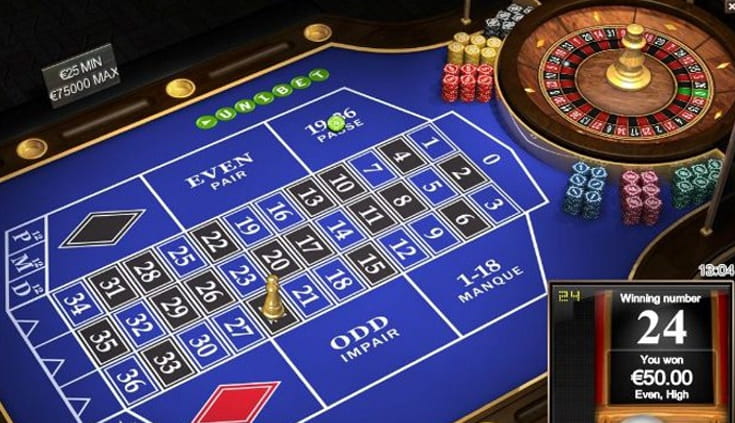 Der Rulette Tisch bei Unibet Casino